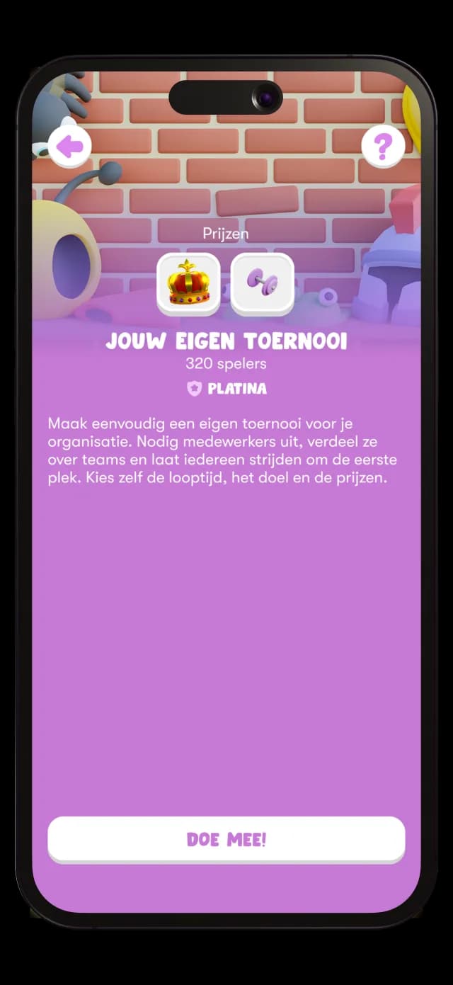 Een eigen bedrijfstoernooi in de Lawa app